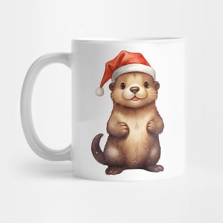 North American River Otter in Santa Hat Mug